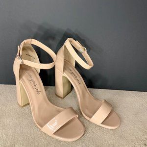 Cream Open Toe Heels | Size 8